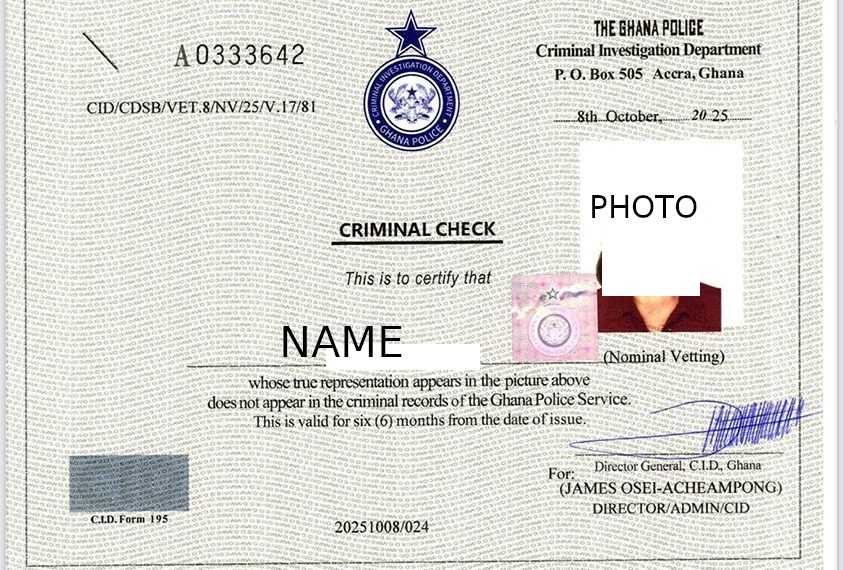 Ghana Police Clearance Certificate